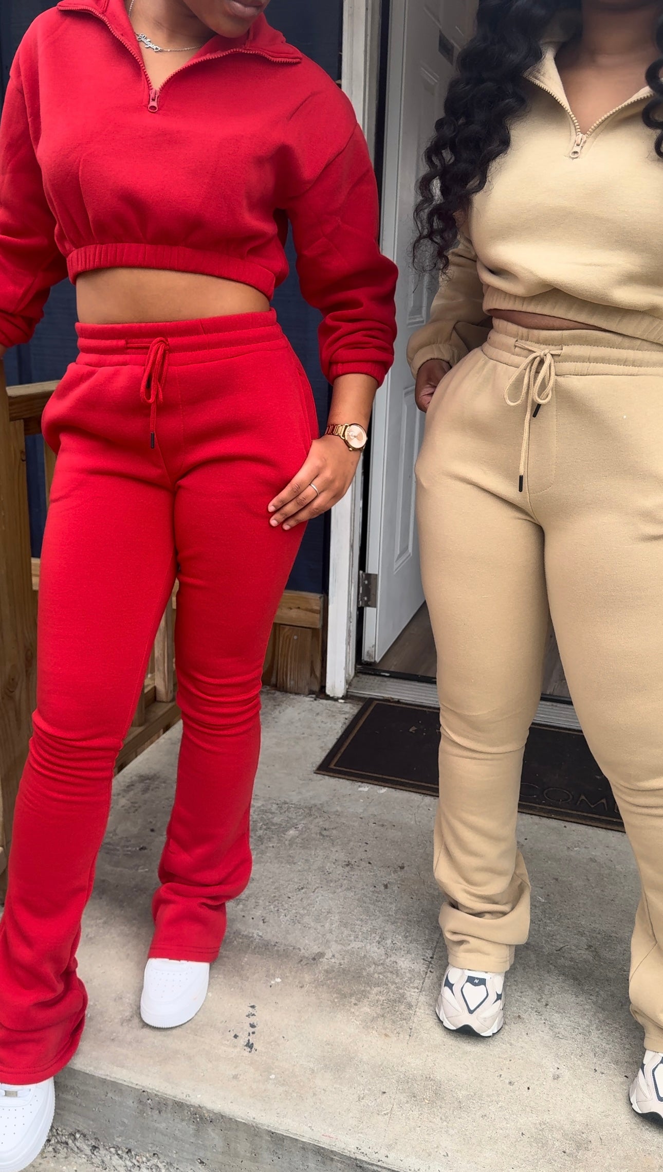 Fleece Half Zip Top and Stacked Pants Set