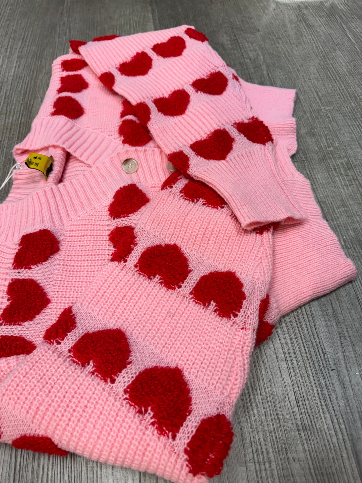 Button Down Knit Heart Sweater