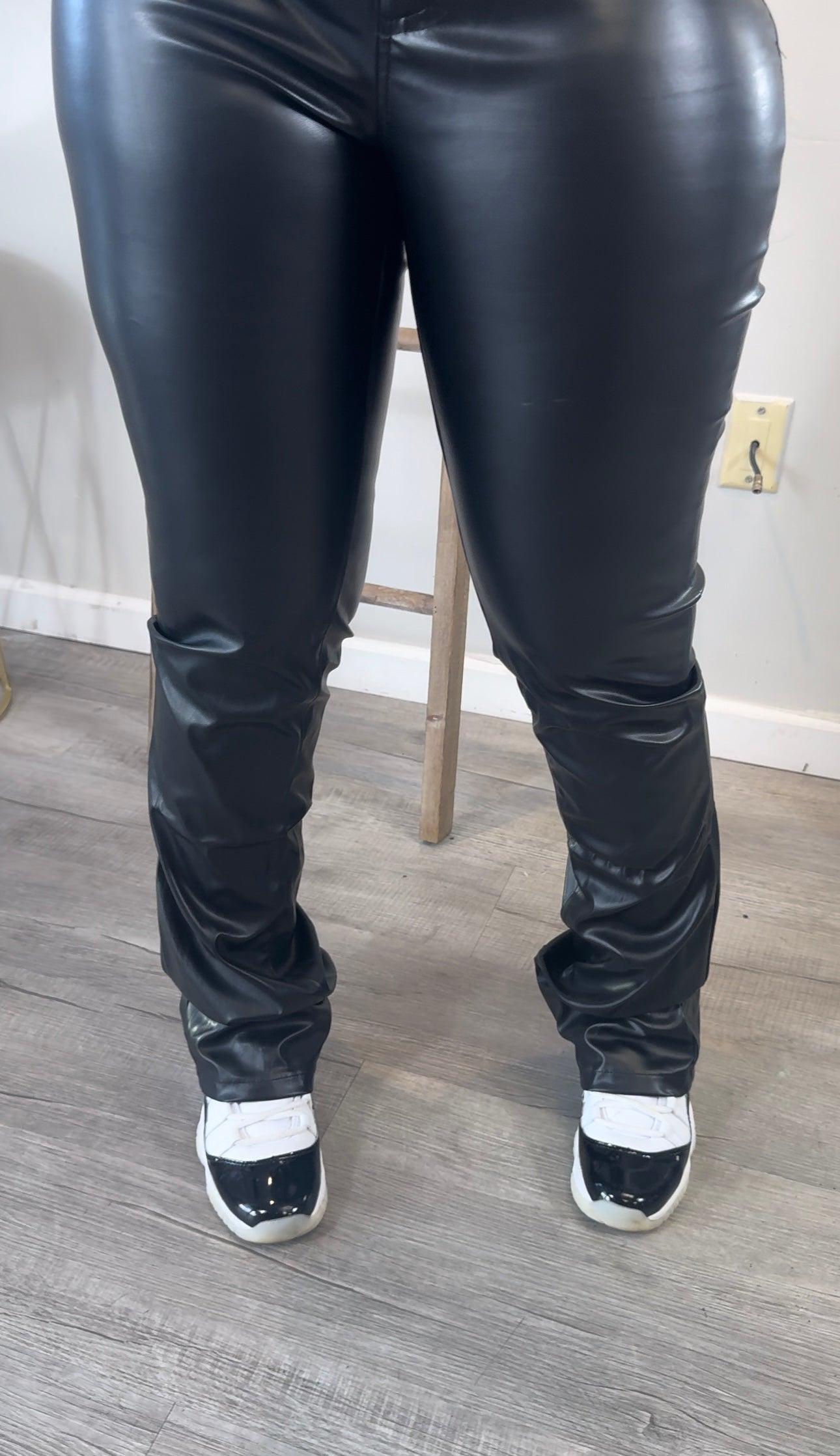 Faux Leather Stacked Pants(pants only)